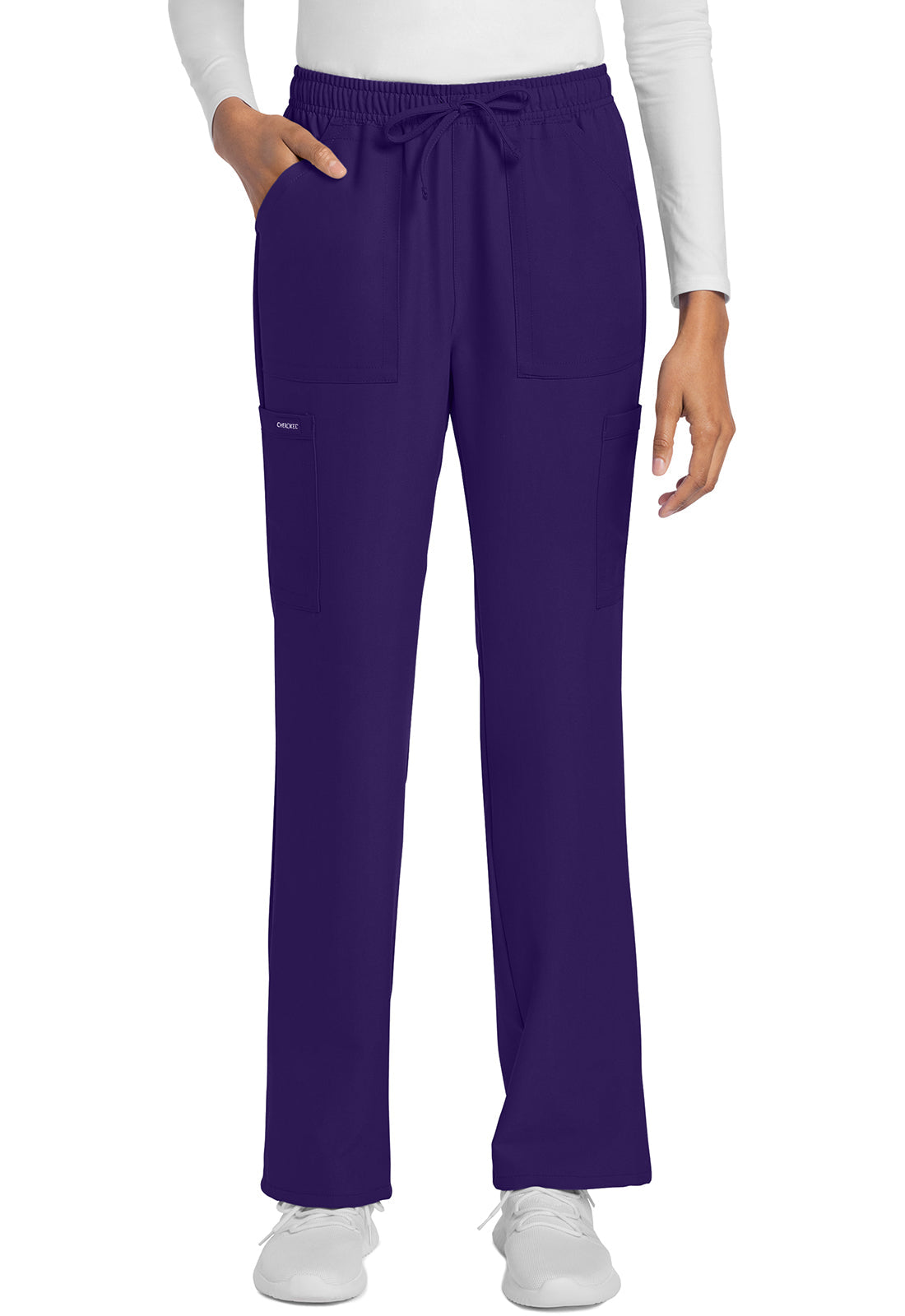 Women's Mid Rise Drawstring Trouser Cargo Pant - Grape